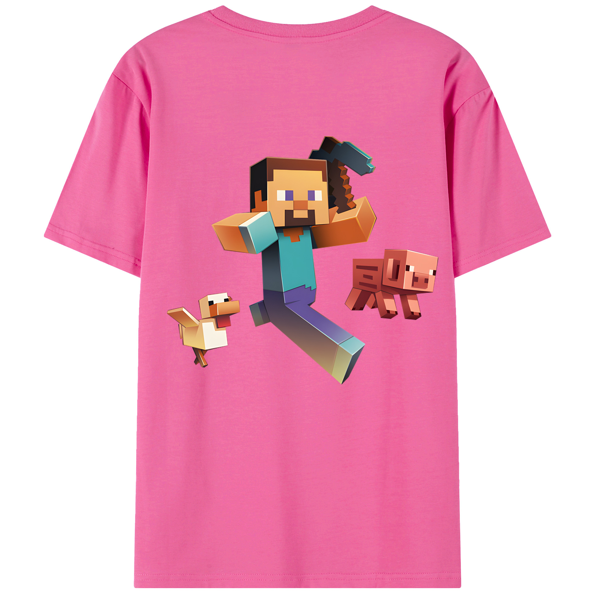 （画像用） マインクラフト ブロックの世界 Minecraft MC Block world レディース半袖Tシャツ(バックプリント)